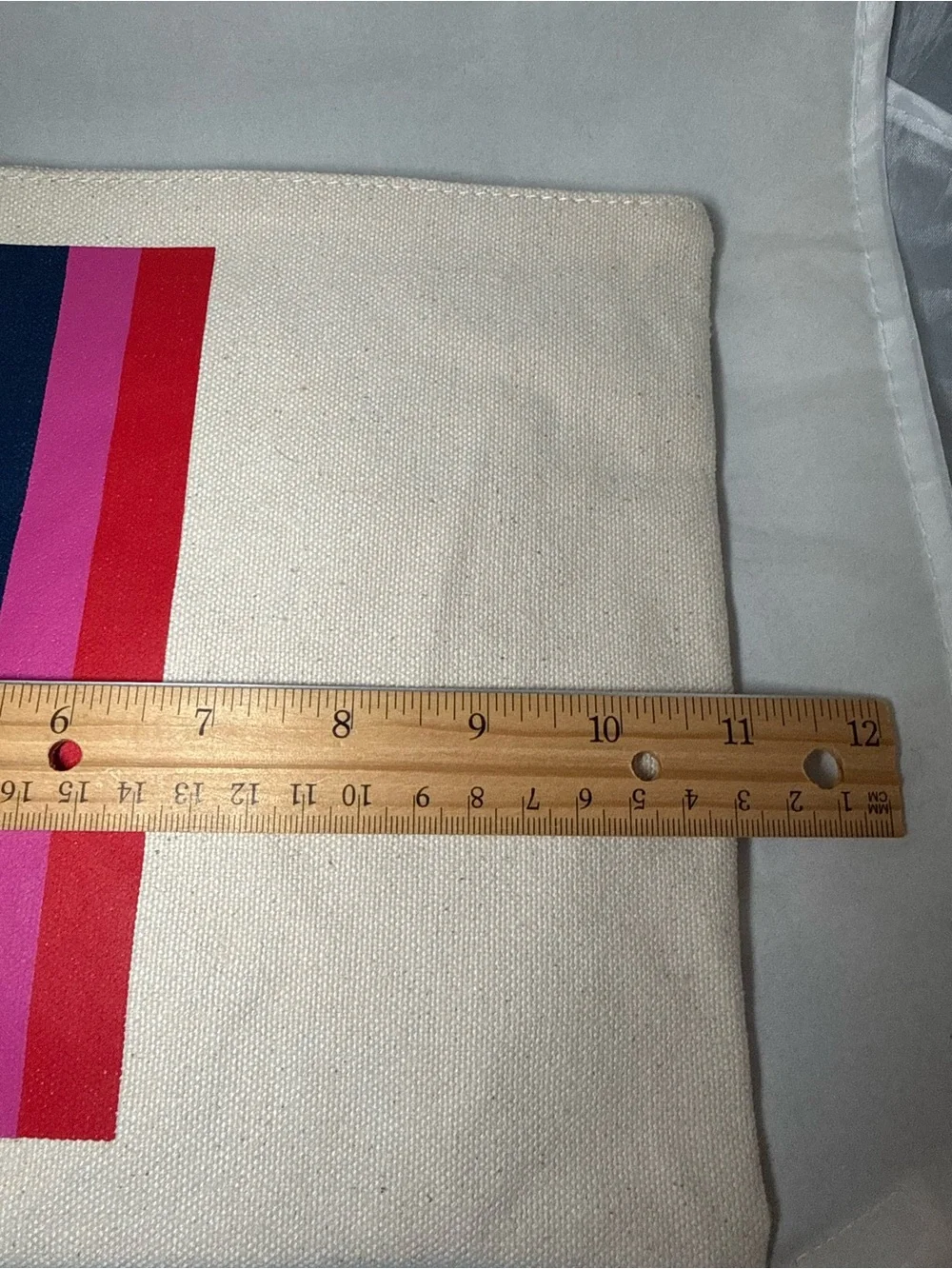 Parker Thatch Baby Lee Canvas Stripes Pouch Clutch Bag Leather Zipper Pull USED